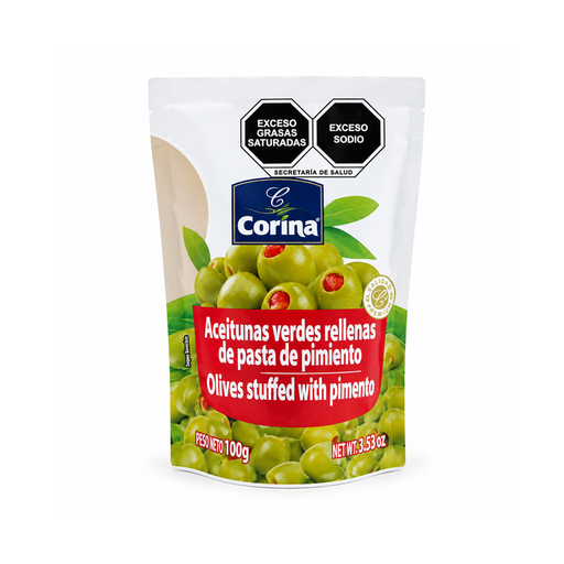 Aceitunas Verdes Rellenas de Pasta de Pimiento (100 g) 
